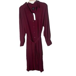 Banana Republic Women's Shirt Dress Maroon Size Medium Slip Minimalist Travel